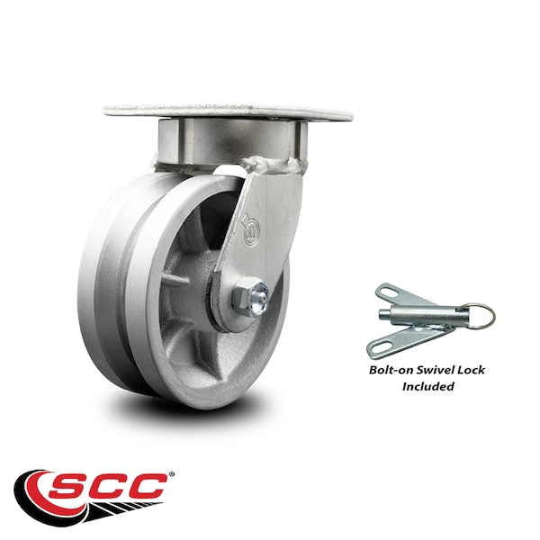 5 Inch Kingpinless V Groove Semi Steel Poly Wheel Swivel Caster with Swivel Lock